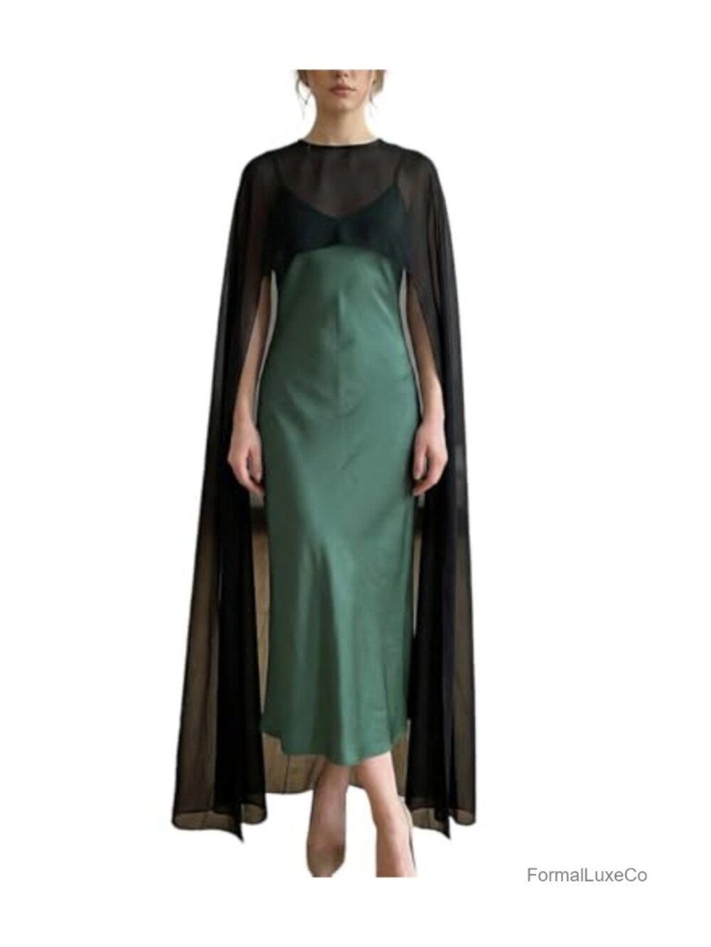 Women Chiffon Sheer Poncho Cape High Low Flowy Shawl Evening Wrap